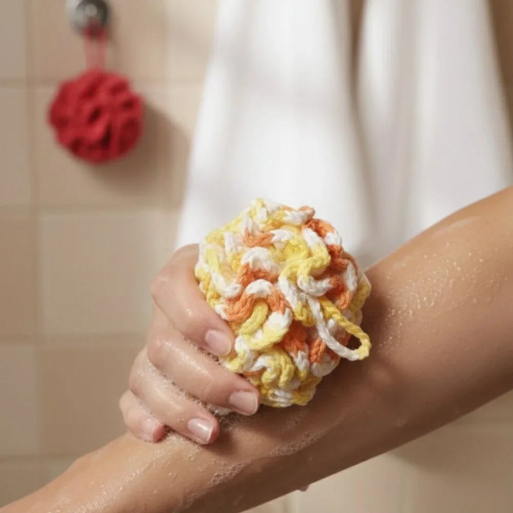 Eco-Friendly 100% Cotton Crochet Loofah New - Picture 2 of 4
